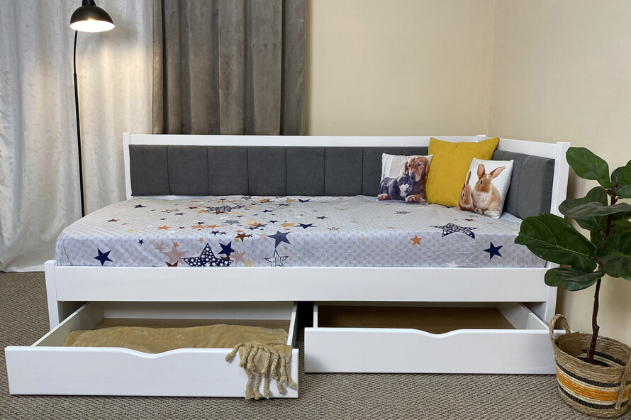 Ліжко з м`якою спинкою Лілі Колір Білий