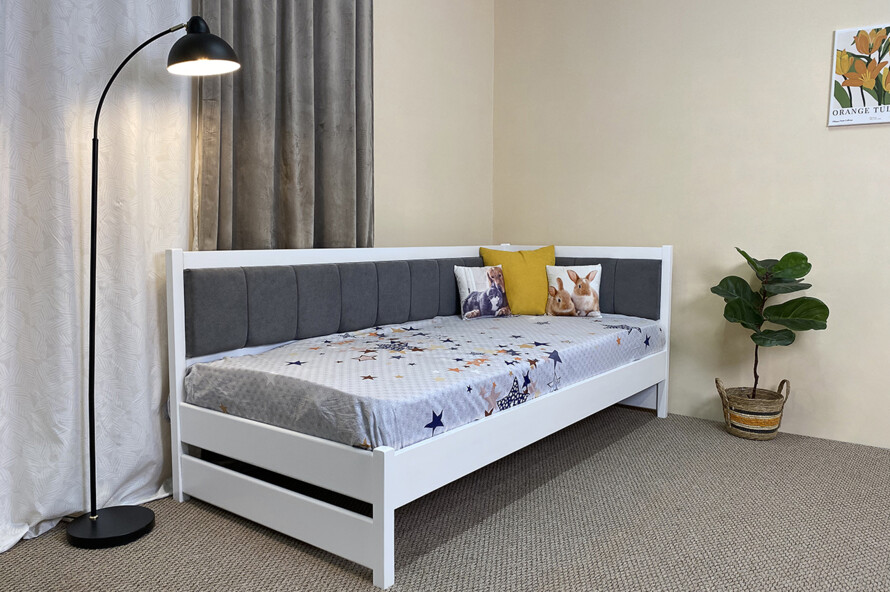 Ліжко з м`якою спинкою Лілі Колір Білий