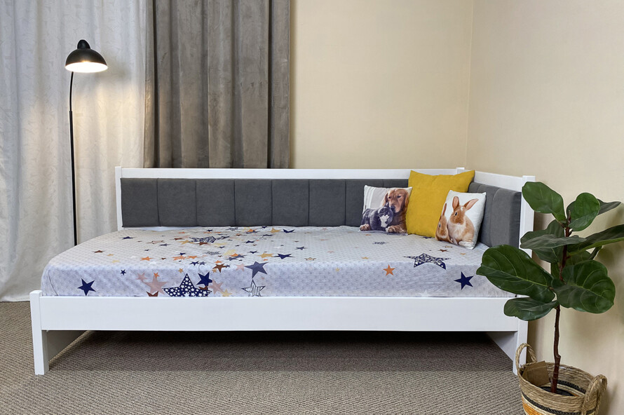 Ліжко з м`якою спинкою Лілі Колір Білий