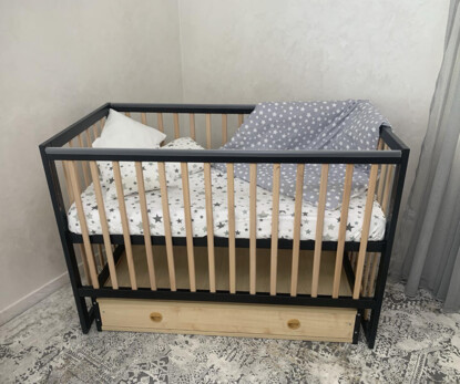 Дитяче ліжечко Софія Колір Чорний з Натуральним