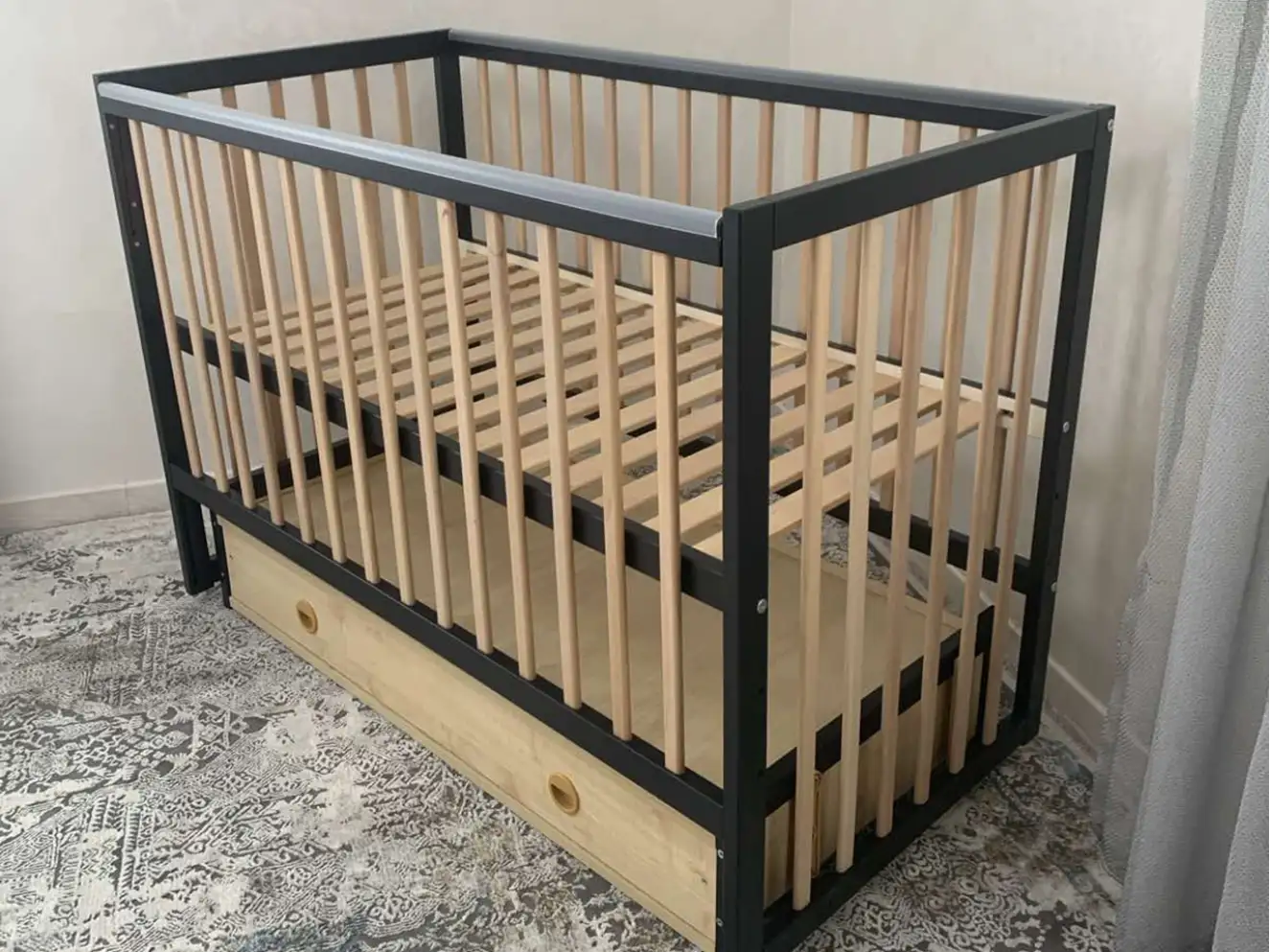 Дитяче ліжечко Софія Колір Чорний з Натуральним
