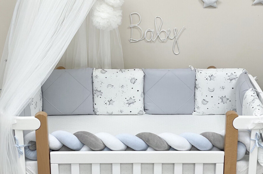 Комплект постельного белья Happy night Галактика серый