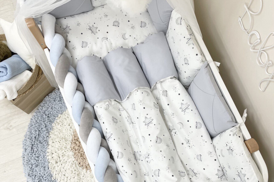 Комплект постельного белья Happy night Галактика серый