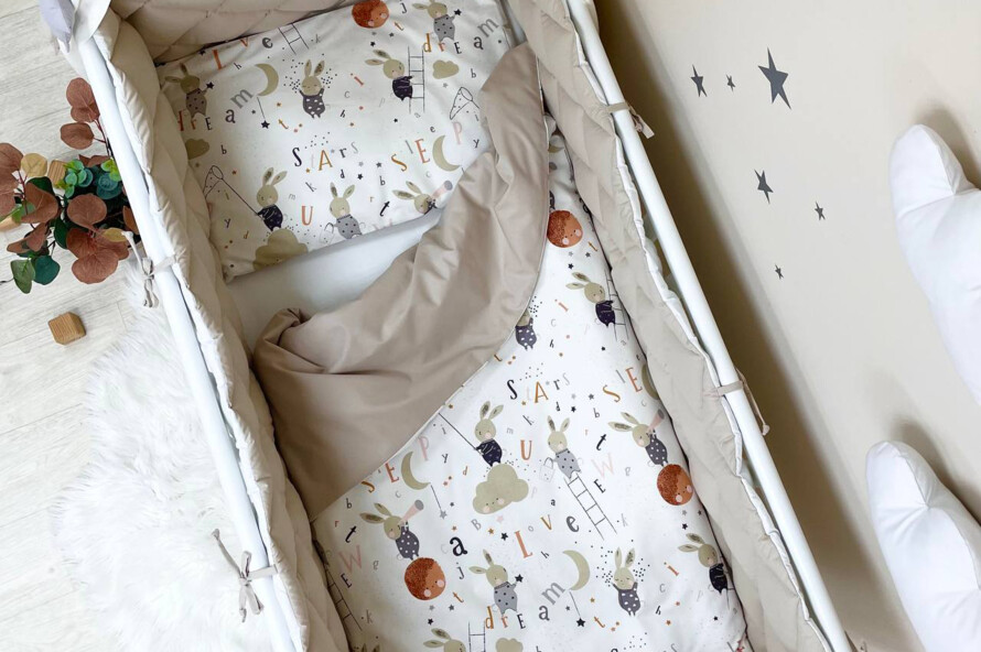 Комплект постільної білизни Baby Mix Зайці на драбинці бежевий