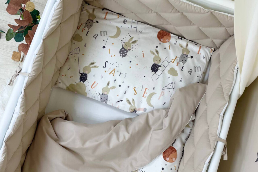 Комплект постільної білизни Baby Mix Зайці на драбинці бежевий