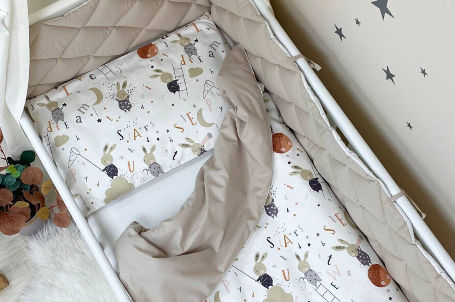 Комплект постільної білизни Baby Mix Зайці на драбинці бежевий