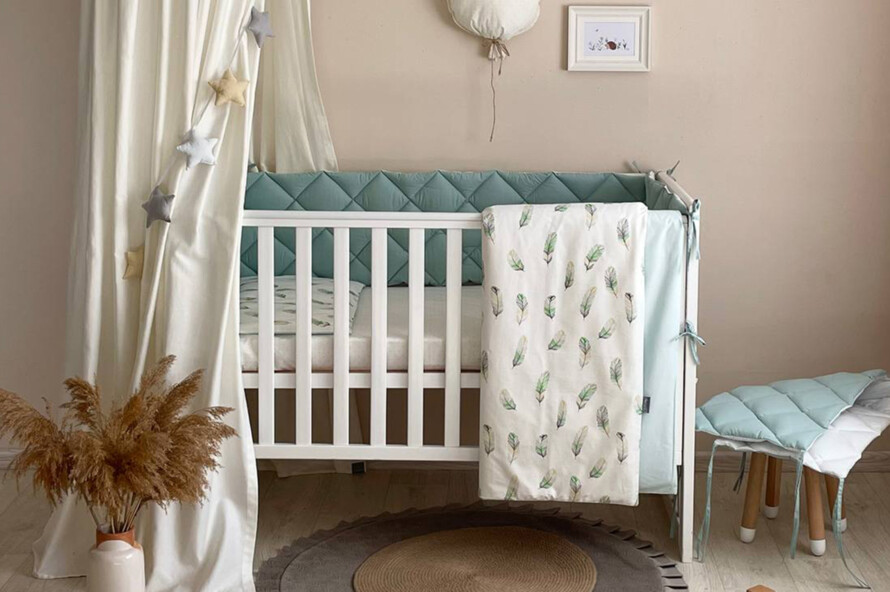 Комплект постельного белья Baby Mix Перо мята, мятный
