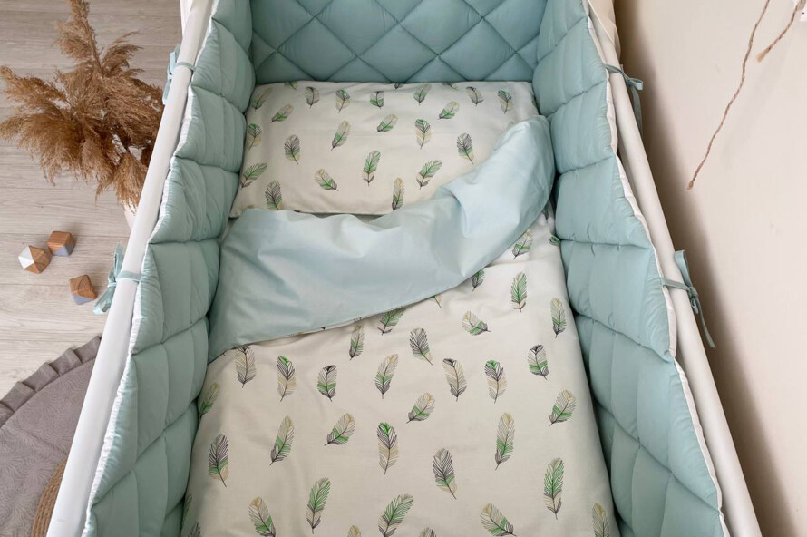Комплект постельного белья Baby Mix Перо мята, мятный