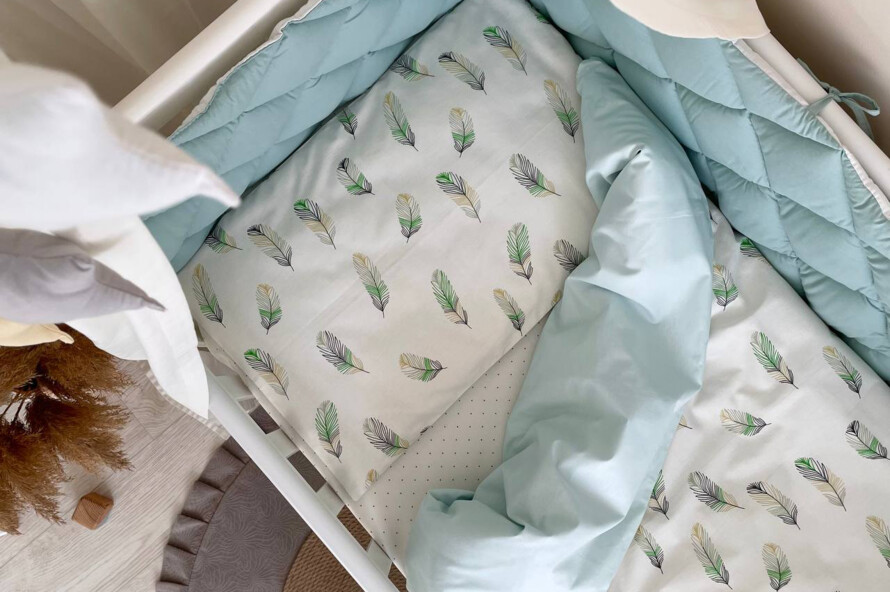 Комплект постельного белья Baby Mix Перо мята, мятный