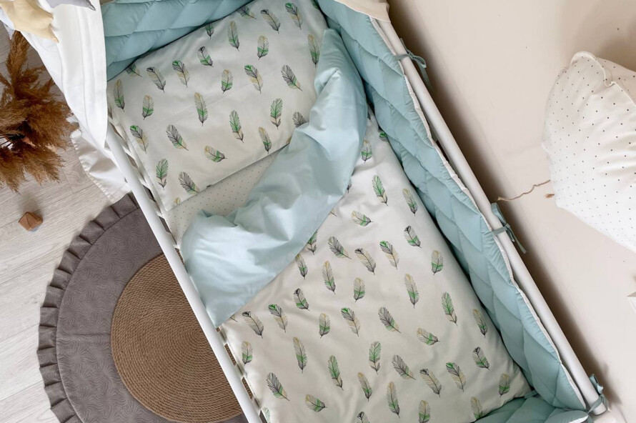 Комплект постельного белья Baby Mix Перо мята, мятный