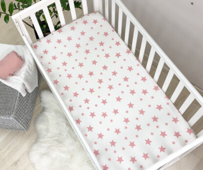 Простынь детская Звезда большая пудра на белом
