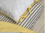Комплект постільної білизни Клякси сіро-чорні/жовтий