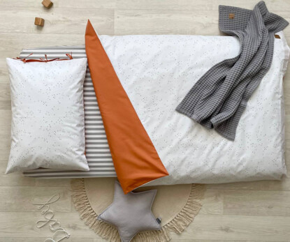 Комплект постільної білизни Клякси сіро-чорні/теракот