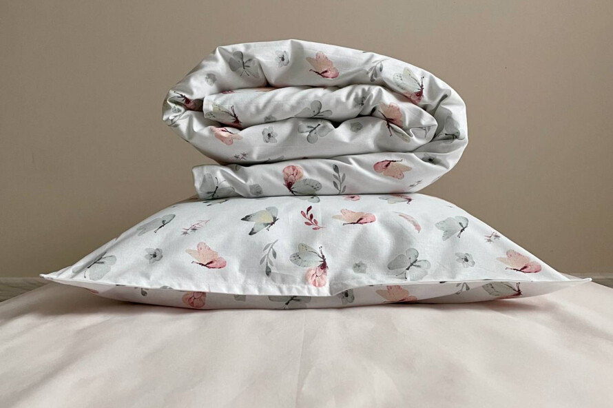 Комплект постільної білизни Метелики рожево-м`ятні