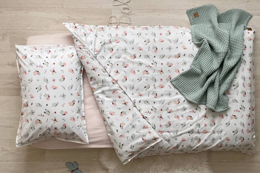 Комплект постільної білизни Метелики рожево-м`ятні