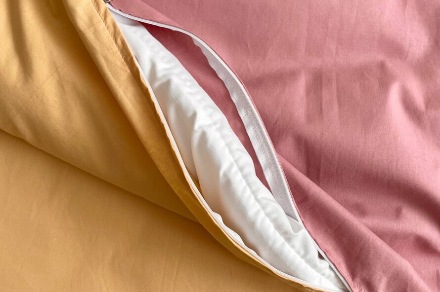 Комплект постільної білизни поплін гірчиця/ягода