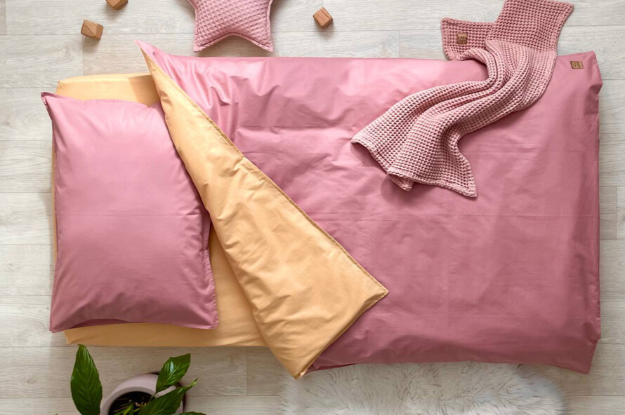 Комплект постільної білизни поплін гірчиця/ягода