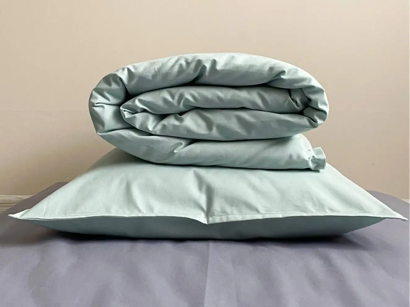 Комплект постільної білизни поплін м`ята/синій