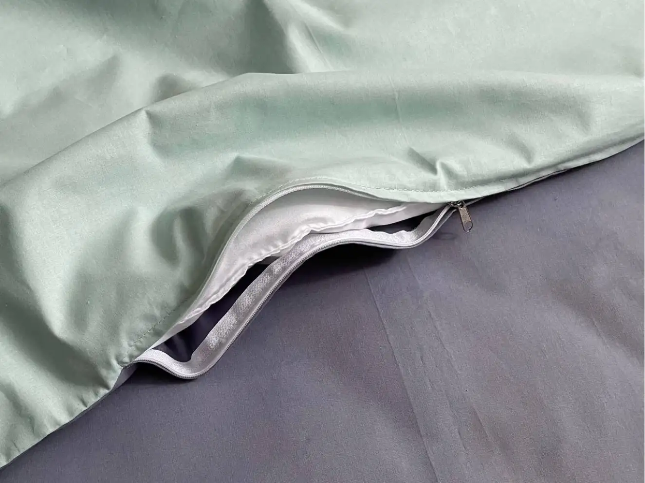 Комплект постільної білизни поплін м`ята/синій