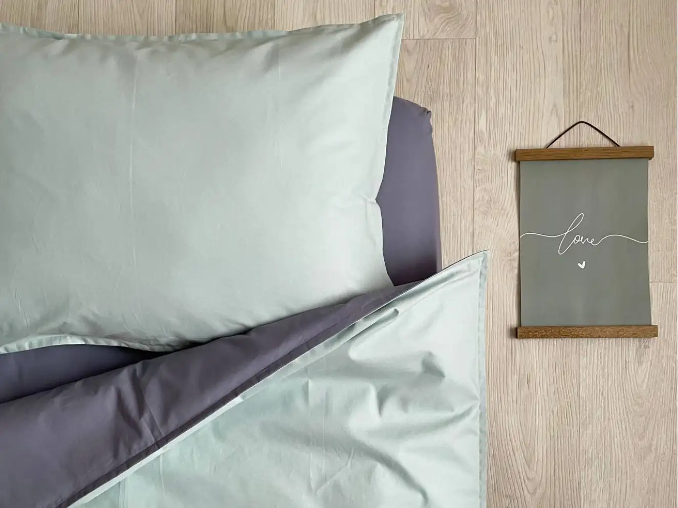 Комплект постільної білизни поплін м`ята/синій