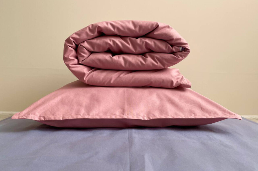 Комплект постільної білизни поплін ягода/синій