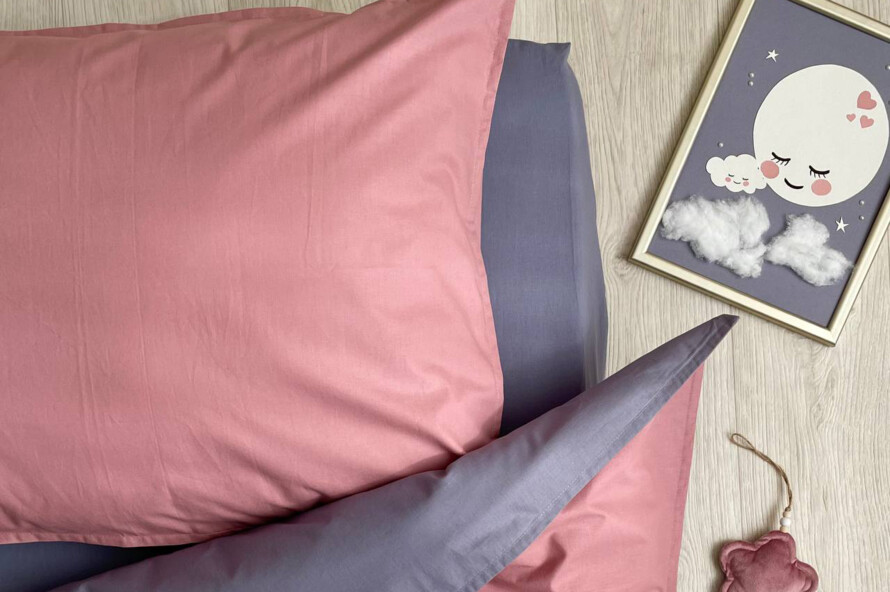 Комплект постільної білизни поплін ягода/синій