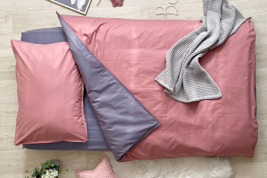 Комплект постільної білизни поплін ягода/синій