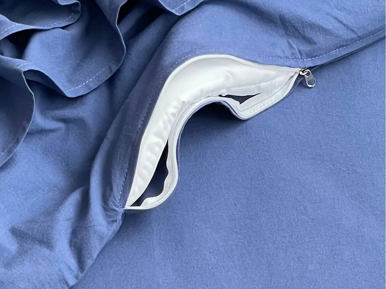 Комплект постільної білизни варена бавовна з рюшем синій Комплект постільної білизни варена бавовна з рюшем синій