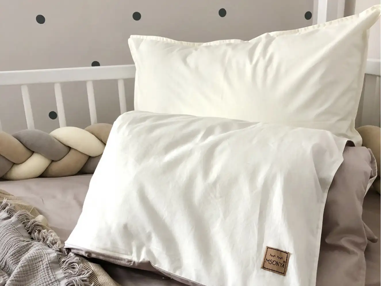 Комплект постільної білизни підліток поплін сірий/молоко