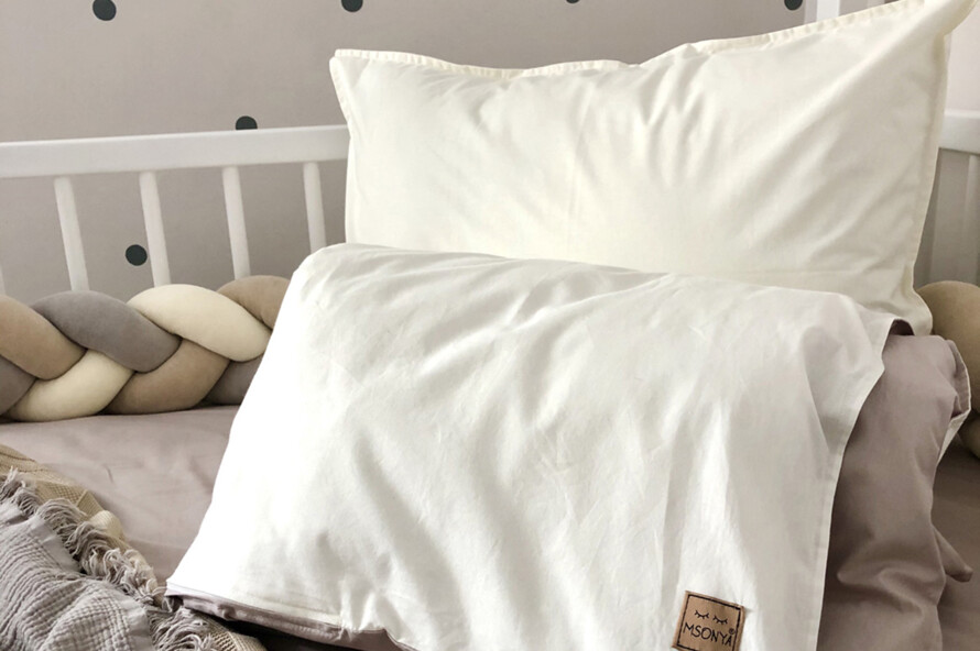 Комплект постельного белья подросток поплин серый/молоко