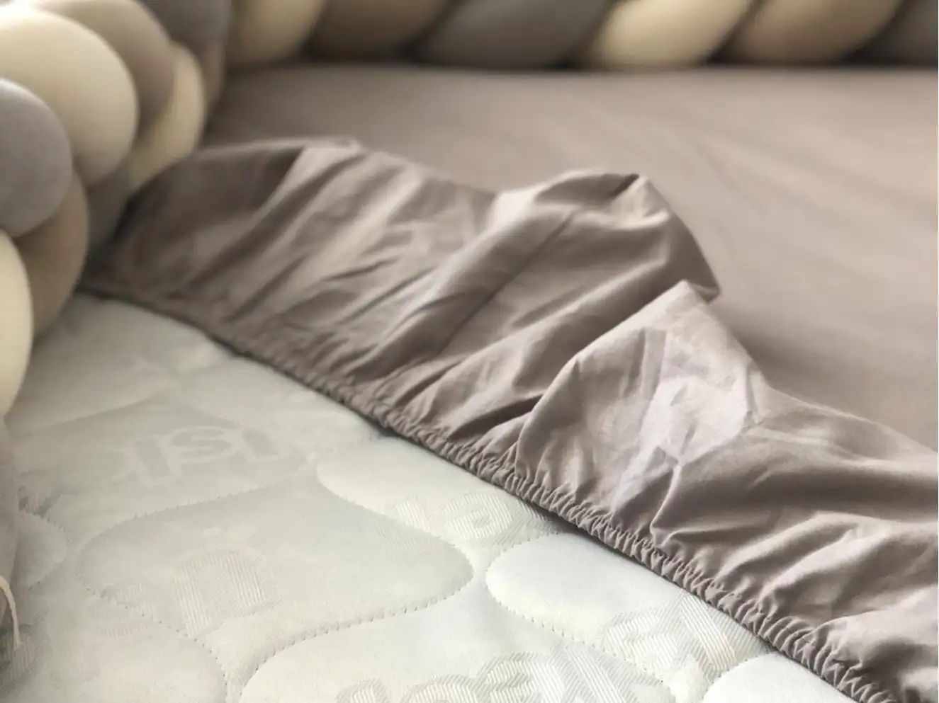 Комплект постільної білизни підліток поплін сірий/молоко