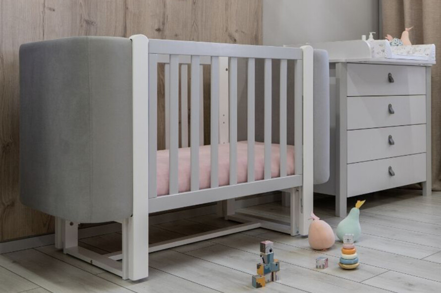 Детская кроватка Верес Монако Велюр цвет бело-серый