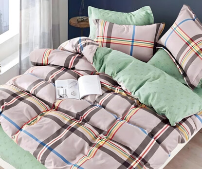 Полуторний набір постільної білизни Клітинка 150x220 з Бязі Gold