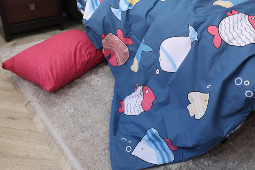 Полуторний набір постільної білизни Рибки 150x220 з Бязі Gold