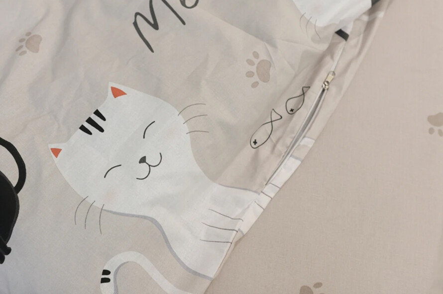 Полуторний набір постільної білизни Котик 150x220 з Бязі Gold