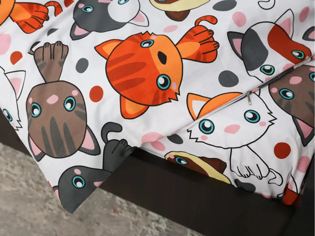 Полуторний набір постільної білизни Коти 150x220 з Бязі Gold