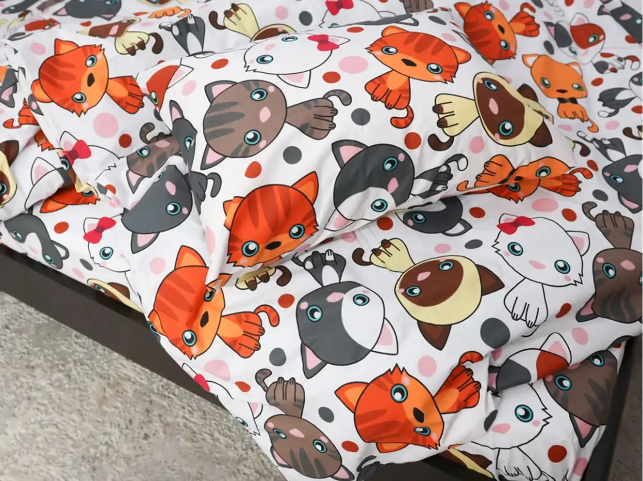 Полуторний набір постільної білизни Коти 150x220 з Бязі Gold