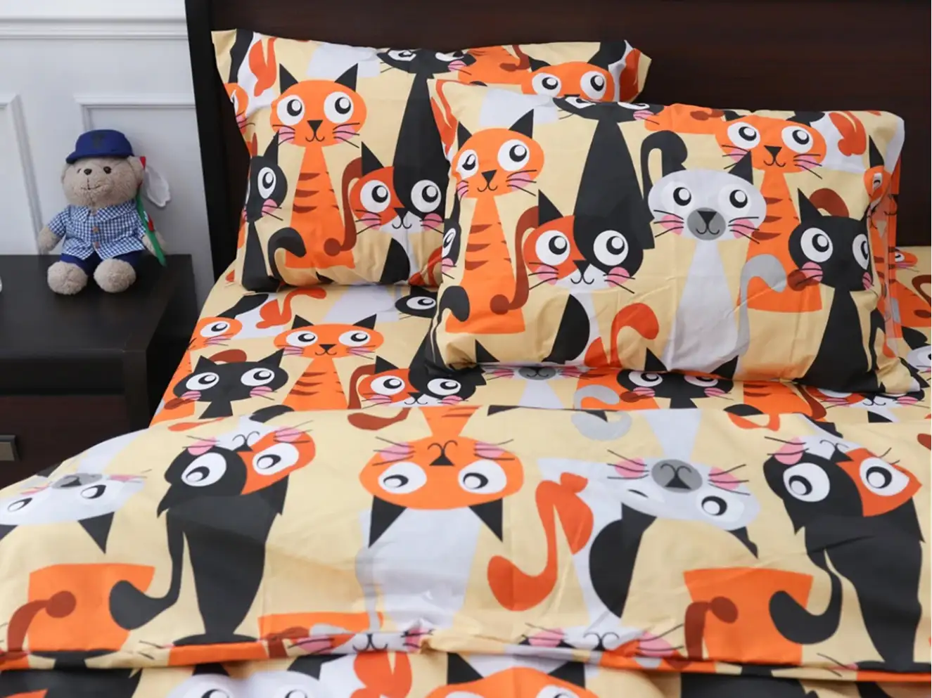 Полуторный набор постельного белья Большие коты 150x220 из Бязи Gold