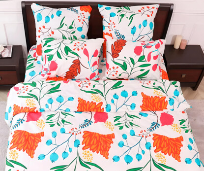 Полуторний набір постільної білизни Квітковий принт 150x220 з сатину