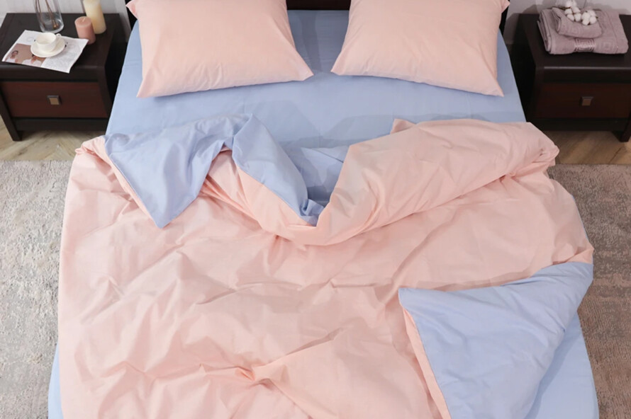 Полуторний набір постільної білизни Пудрово-Фіолетовий 150x220 з Бязі Gold