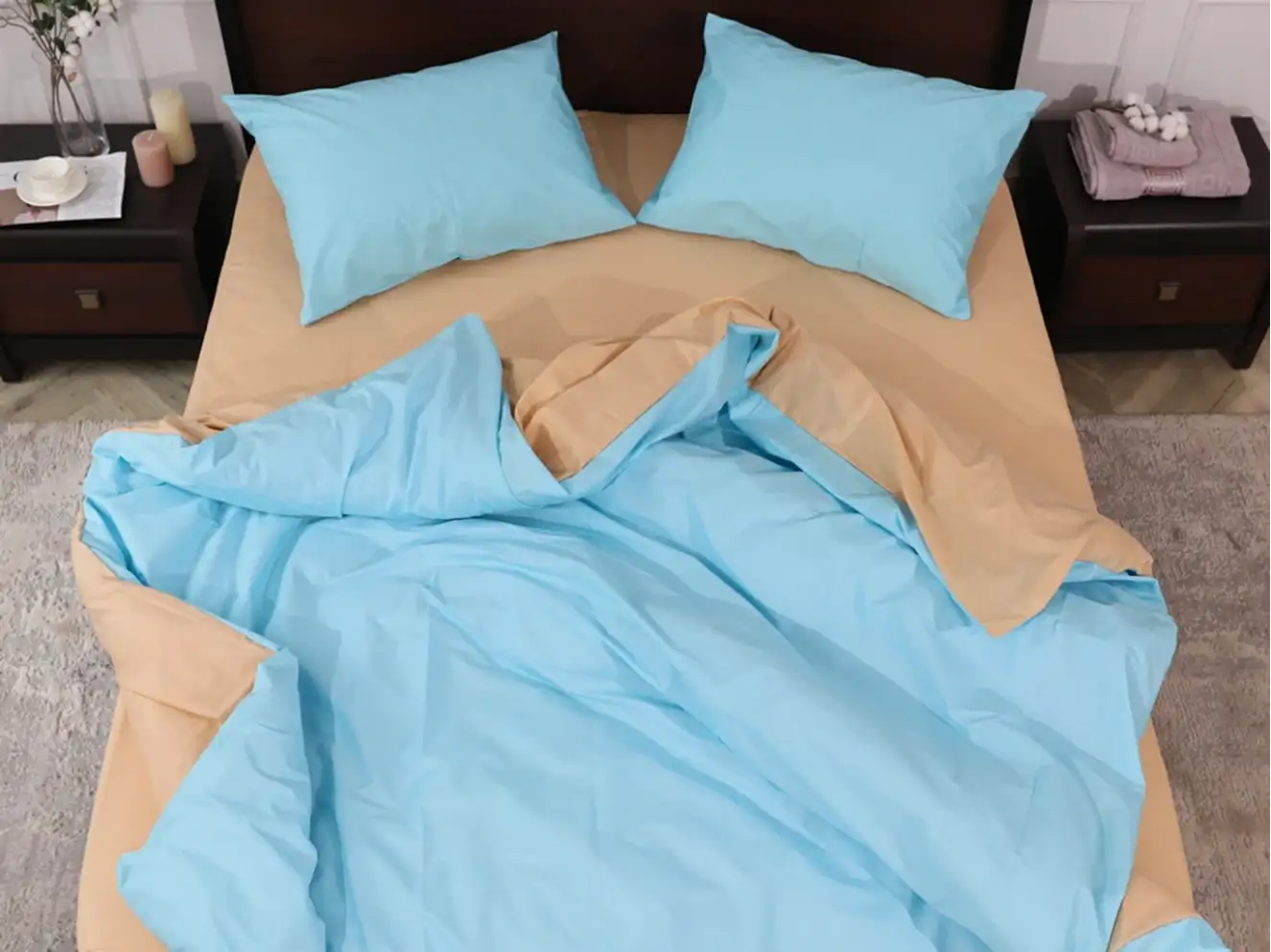 Полуторний набір постільної білизни Жовто-Блакитний 150x220 з Бязі Gold