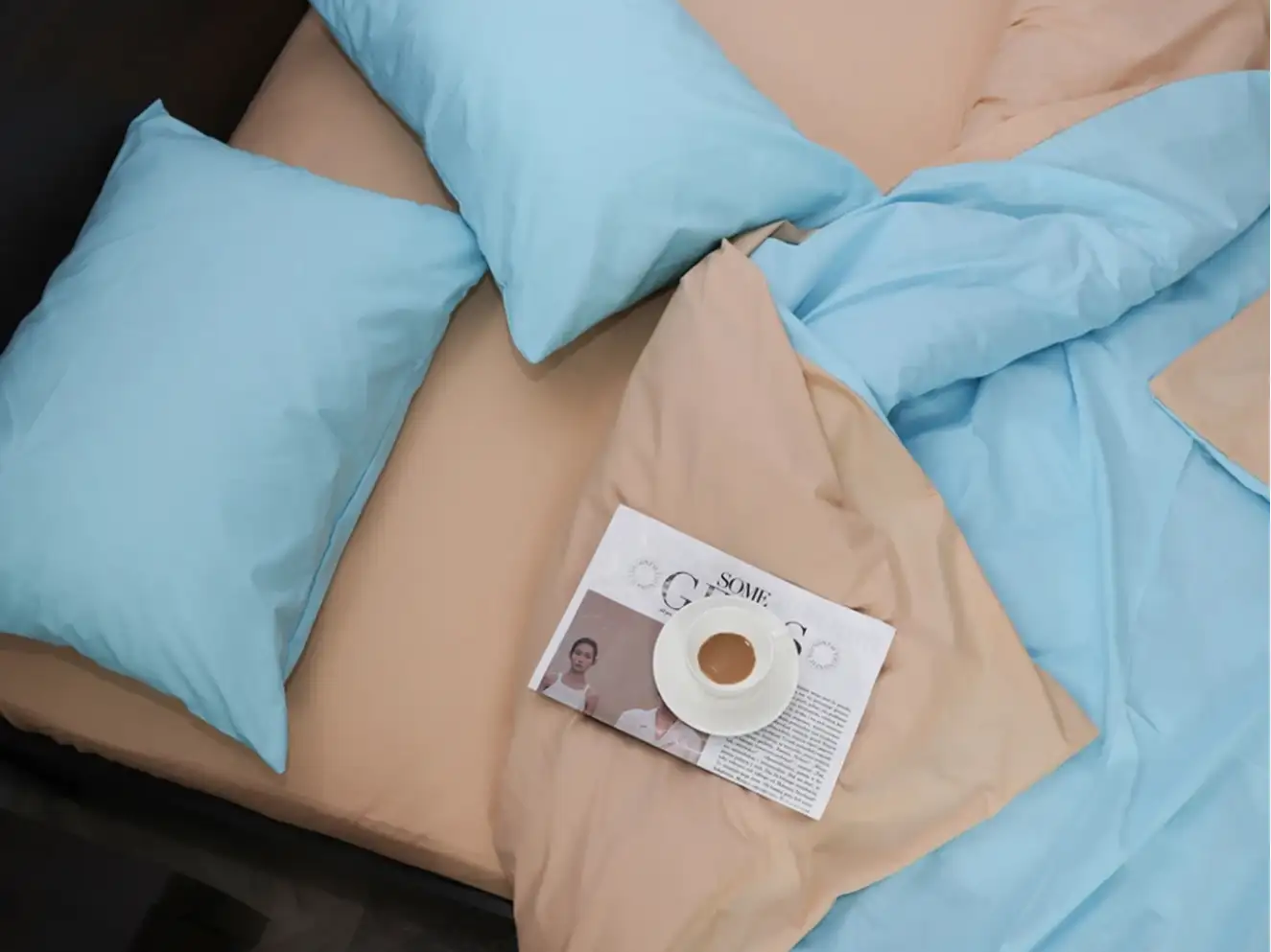 Полуторний набір постільної білизни Жовто-Блакитний 150x220 з Бязі Gold