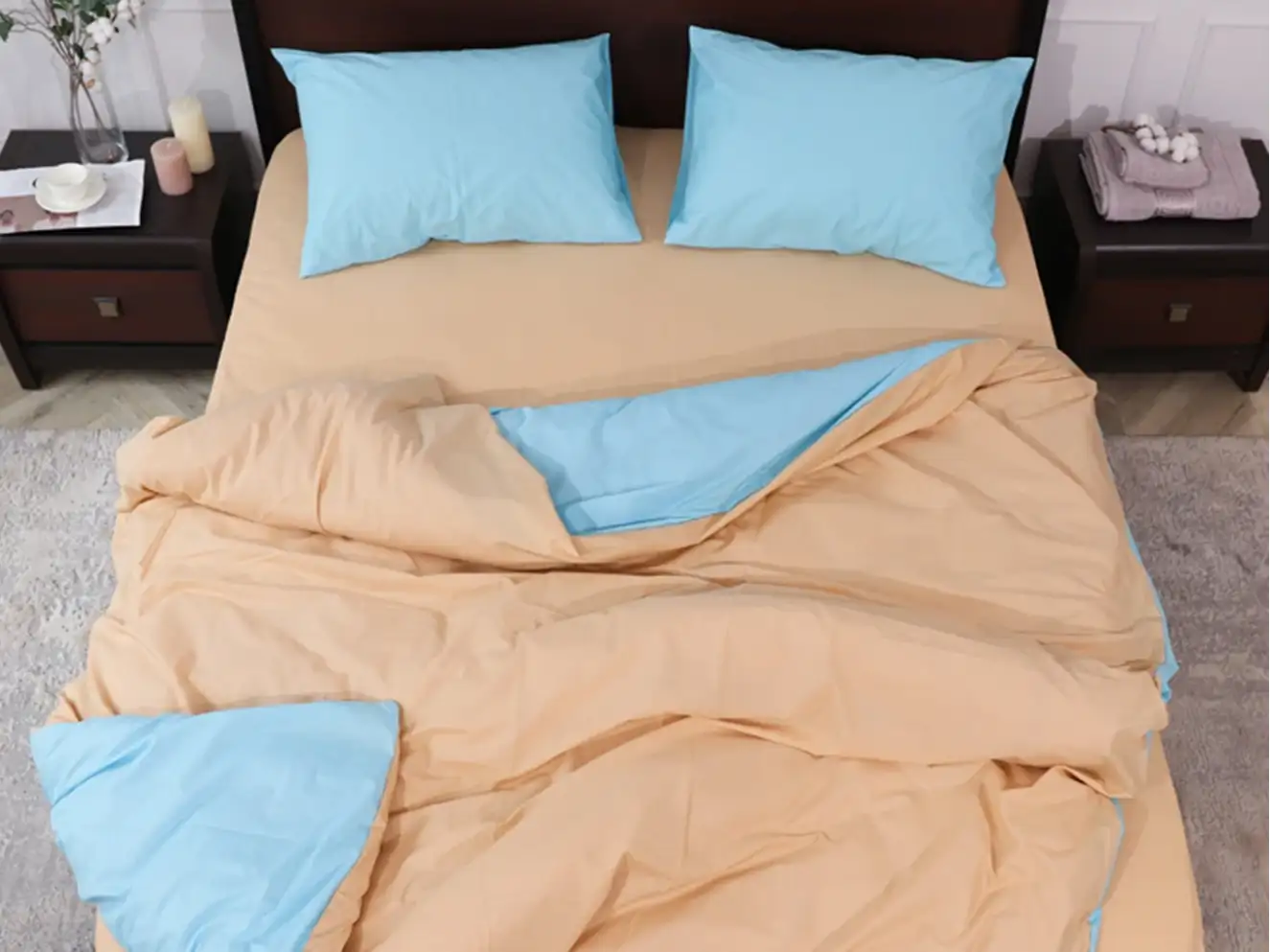 Полуторний набір постільної білизни Жовто-Блакитний 150x220 з Бязі Gold