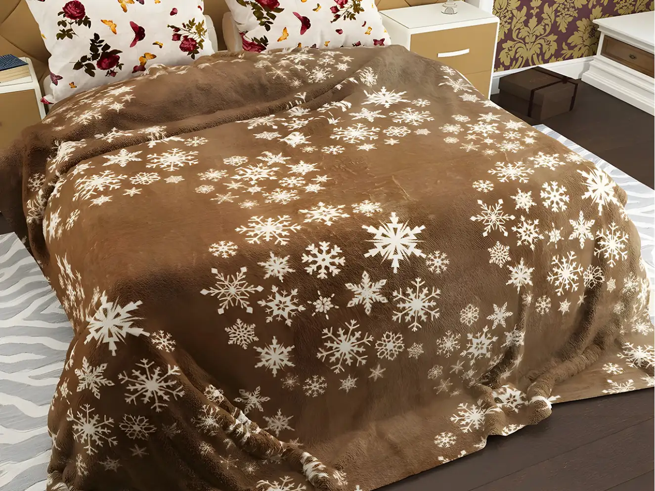 Полуторный флисовый плед