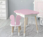 Комплект стол розовое облако с нишей и стульчик бабочка розовый 