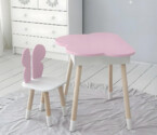 Комплект стол розовое облако с нишей и стульчик бабочка розовый 