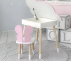 Комплект стол розовое облако с нишей и стульчик бабочка розовый 