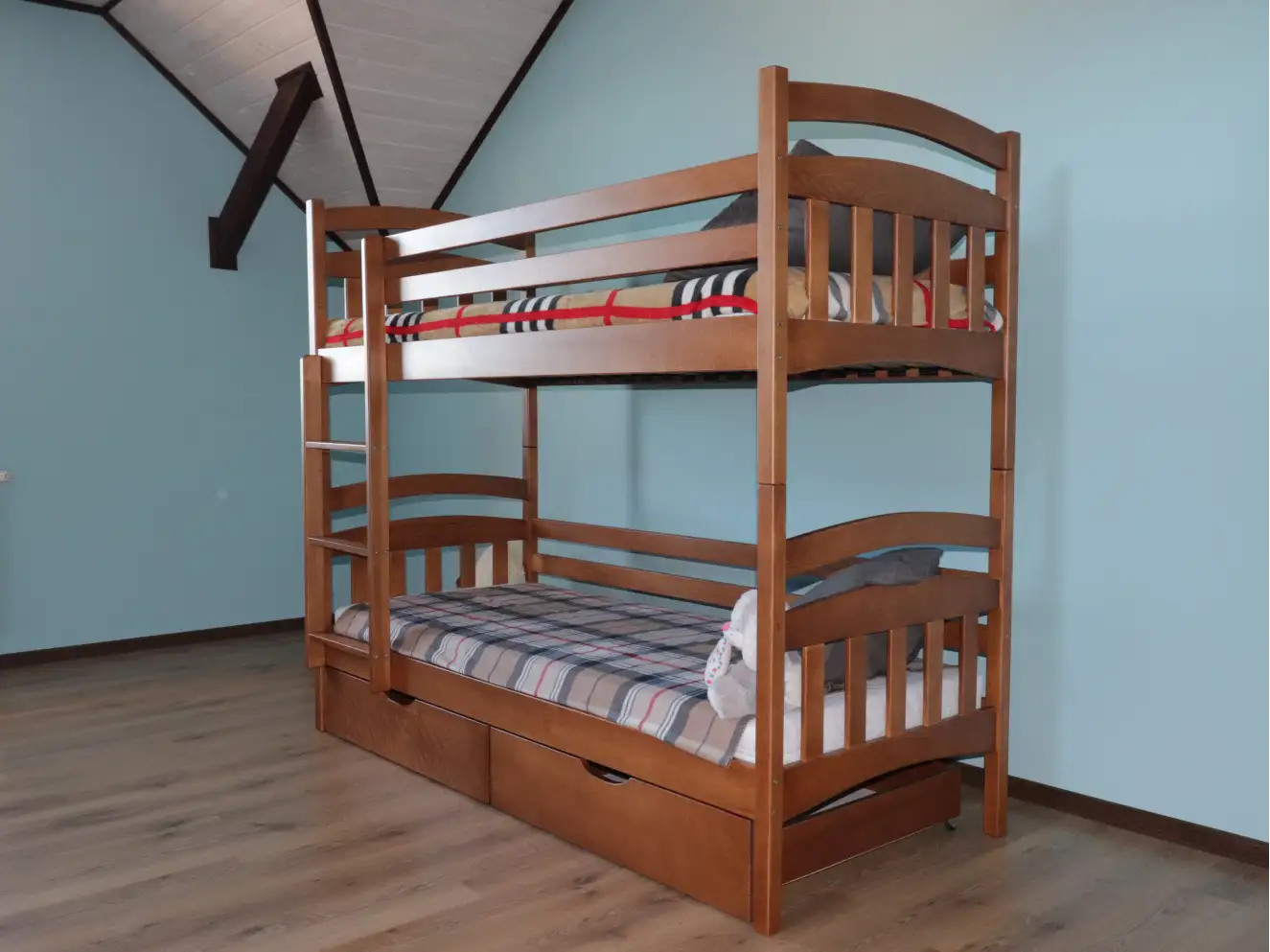 Дитяче двоярусне ліжко трансформер Бембі (бук)