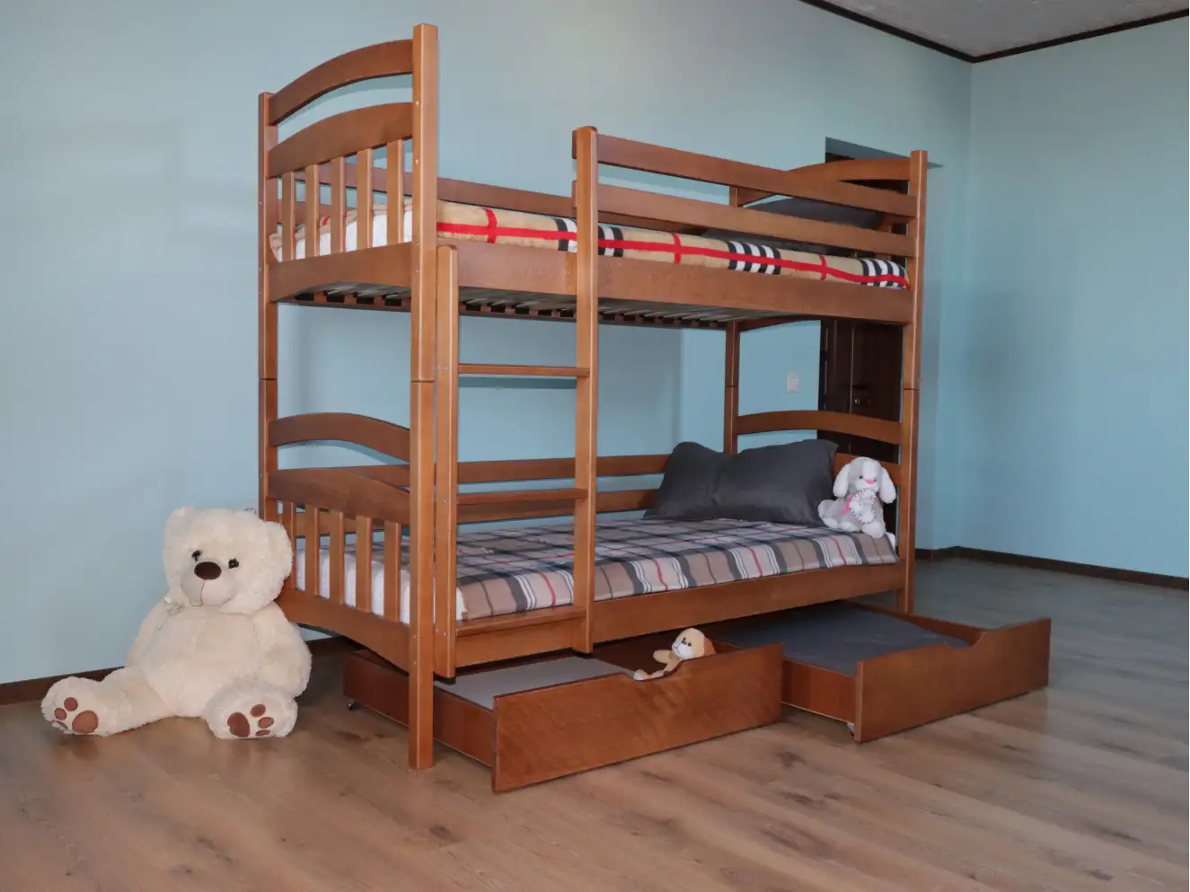 Дитяче двоярусне ліжко трансформер Бембі (бук)