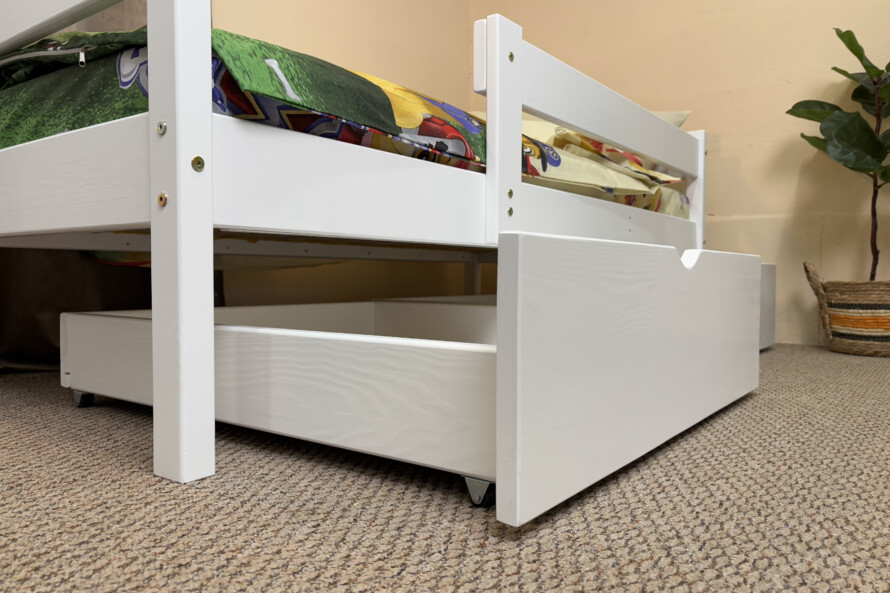 Дитяче ліжко з матрацом, бортиком та шухлядами Тотошка біле